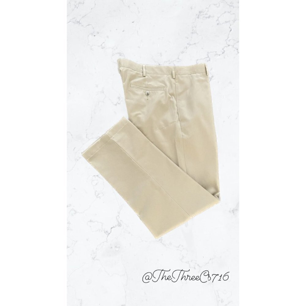 Mens Tan Lands End Traditional Fit 100% Cotton pants 34x32 NWOT